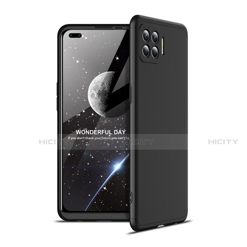 Handyhülle Hülle Hartschalen Kunststoff Schutzhülle Tasche Matt Vorder und Rückseite 360 Grad Ganzkörper für Oppo A93 Schwarz