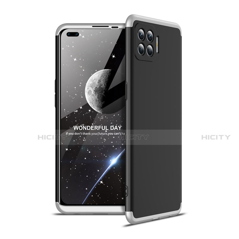 Handyhülle Hülle Hartschalen Kunststoff Schutzhülle Tasche Matt Vorder und Rückseite 360 Grad Ganzkörper für Oppo F17 Pro Silber und Schwarz