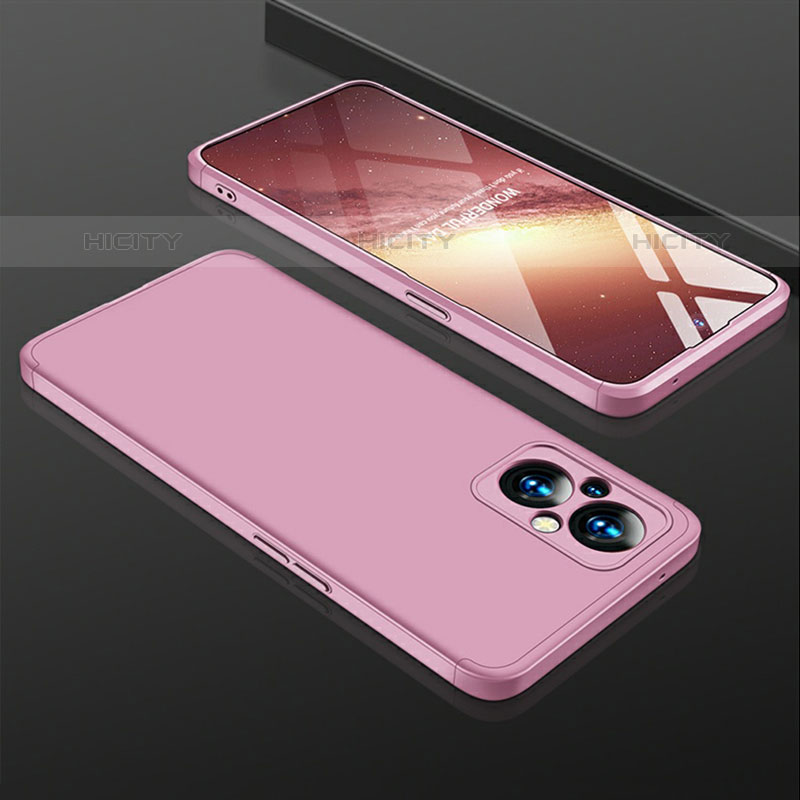 Handyhülle Hülle Hartschalen Kunststoff Schutzhülle Tasche Matt Vorder und Rückseite 360 Grad Ganzkörper für Oppo F21 Pro 5G Rosegold Plus