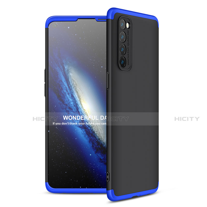 Handyhülle Hülle Hartschalen Kunststoff Schutzhülle Tasche Matt Vorder und Rückseite 360 Grad Ganzkörper für Oppo Reno4 Pro 4G Blau und Schwarz