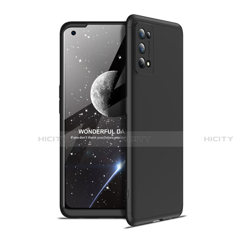 Handyhülle Hülle Hartschalen Kunststoff Schutzhülle Tasche Matt Vorder und Rückseite 360 Grad Ganzkörper für Realme 7 Pro Schwarz