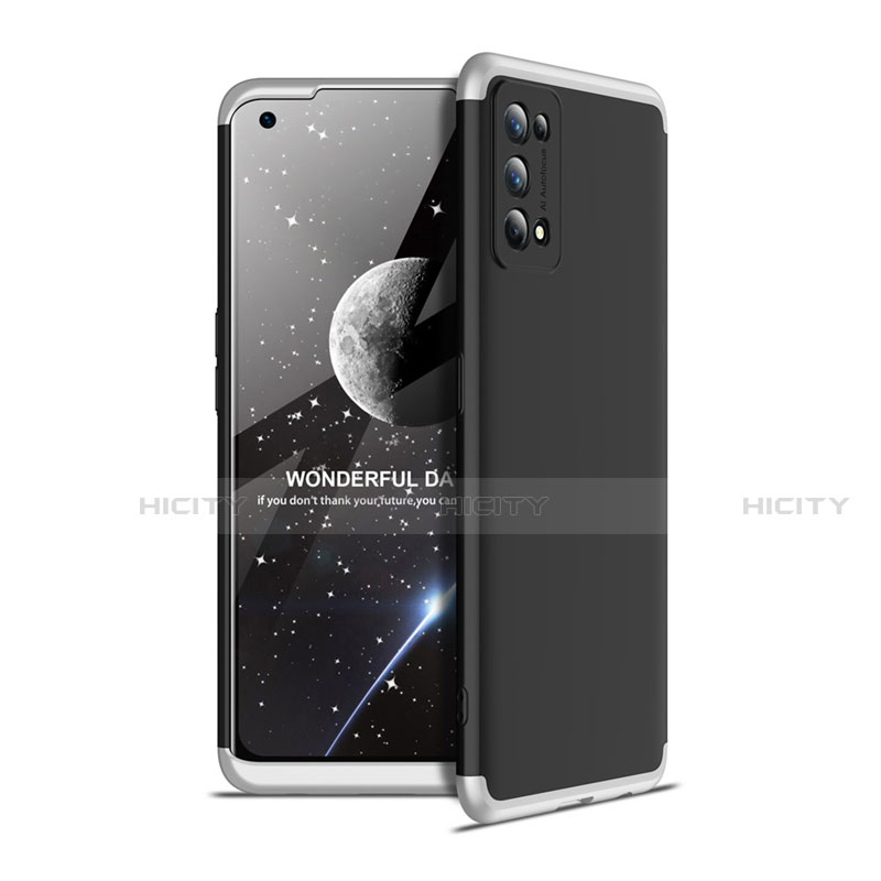 Handyhülle Hülle Hartschalen Kunststoff Schutzhülle Tasche Matt Vorder und Rückseite 360 Grad Ganzkörper für Realme 7 Pro Silber und Schwarz