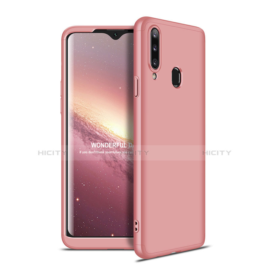 Handyhülle Hülle Hartschalen Kunststoff Schutzhülle Tasche Matt Vorder und Rückseite 360 Grad Ganzkörper für Samsung Galaxy A20s Rosegold Plus