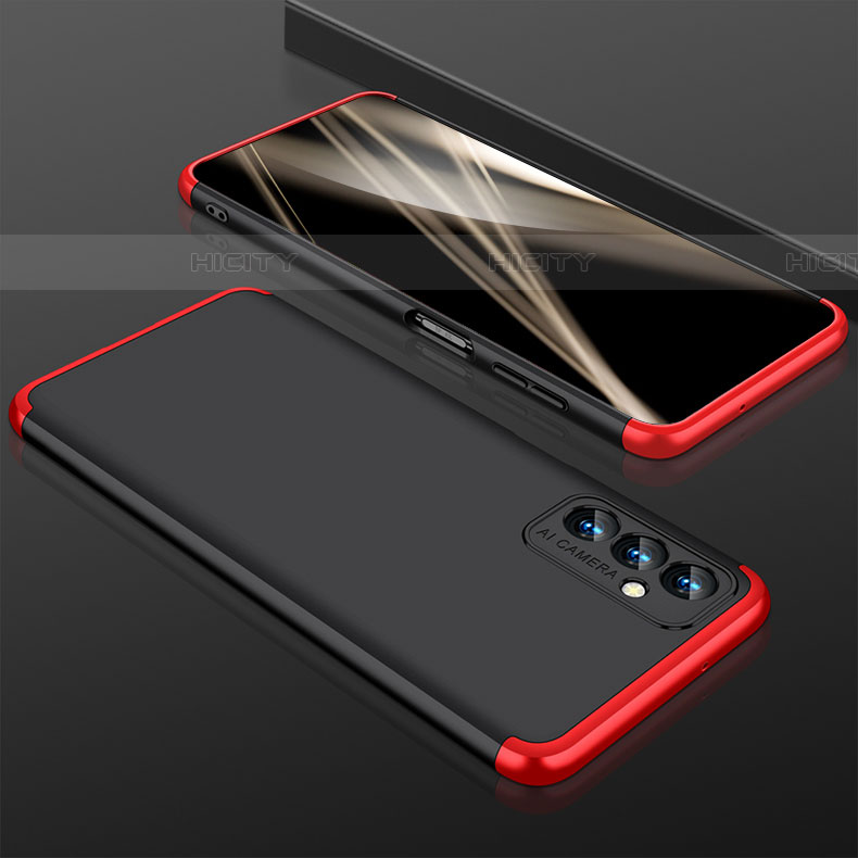 Handyhülle Hülle Hartschalen Kunststoff Schutzhülle Tasche Matt Vorder und Rückseite 360 Grad Ganzkörper für Samsung Galaxy A24 4G Rot und Schwarz