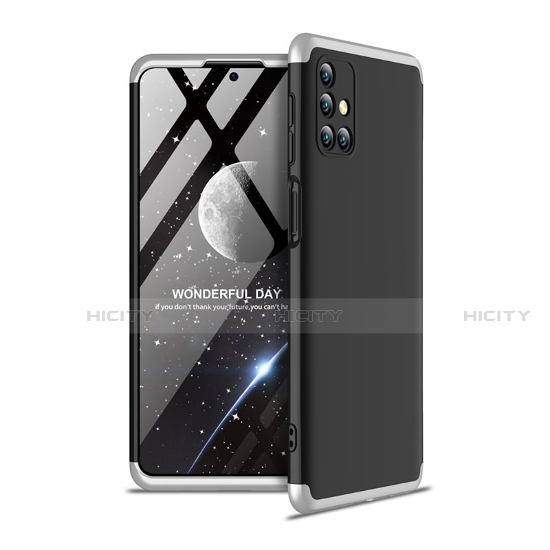 Handyhülle Hülle Hartschalen Kunststoff Schutzhülle Tasche Matt Vorder und Rückseite 360 Grad Ganzkörper für Samsung Galaxy M31s Silber und Schwarz