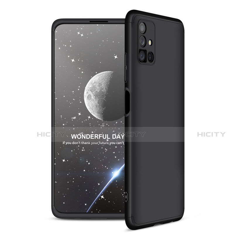 Handyhülle Hülle Hartschalen Kunststoff Schutzhülle Tasche Matt Vorder und Rückseite 360 Grad Ganzkörper für Samsung Galaxy M51 Schwarz Plus