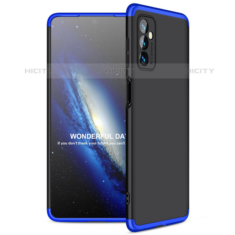 Handyhülle Hülle Hartschalen Kunststoff Schutzhülle Tasche Matt Vorder und Rückseite 360 Grad Ganzkörper für Samsung Galaxy M52 5G Blau und Schwarz