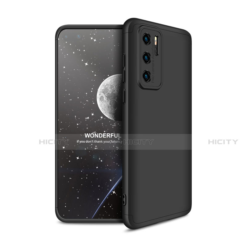 Handyhülle Hülle Hartschalen Kunststoff Schutzhülle Tasche Matt Vorder und Rückseite 360 Grad Ganzkörper M01 für Huawei P40 Schwarz Plus