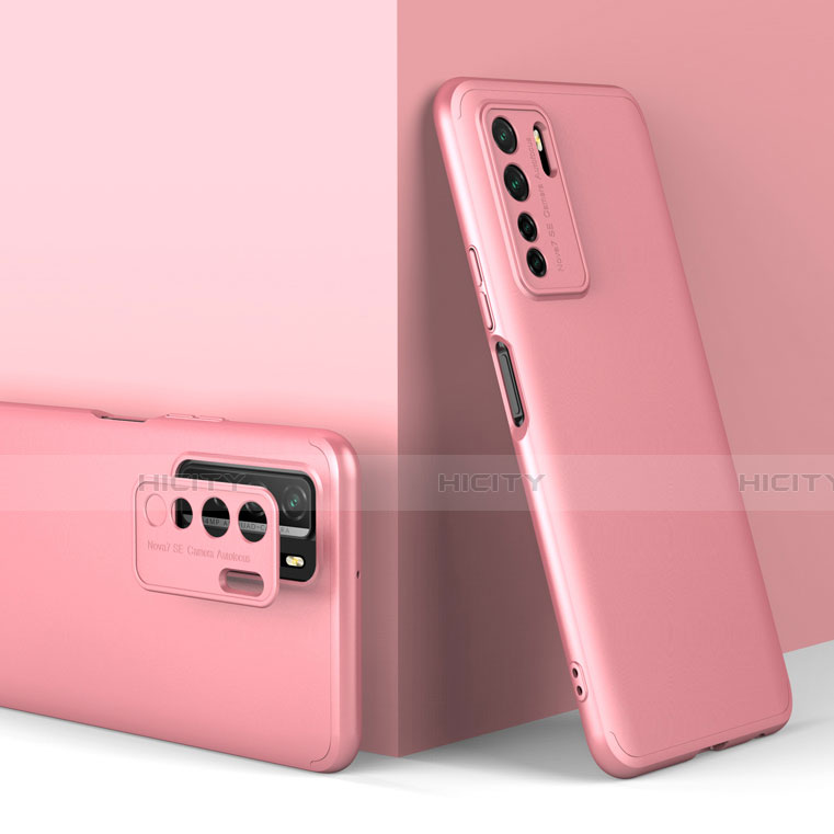 Handyhülle Hülle Hartschalen Kunststoff Schutzhülle Tasche Matt Vorder und Rückseite 360 Grad Ganzkörper P01 für Huawei P40 Lite 5G Rosegold