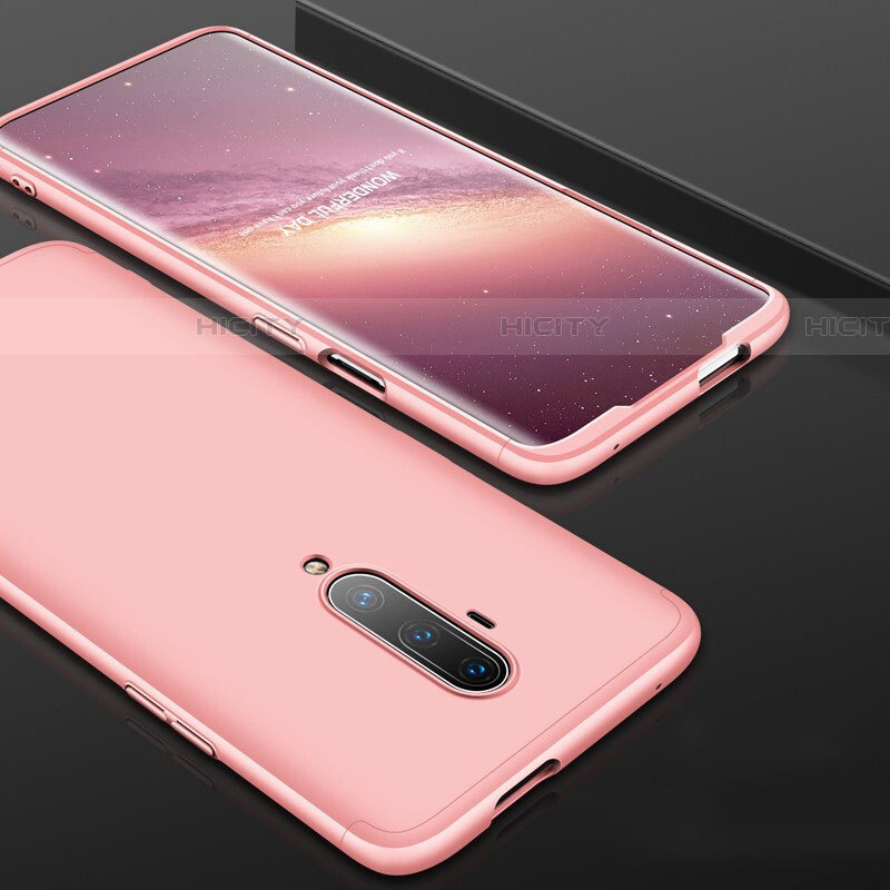 Handyhülle Hülle Hartschalen Kunststoff Schutzhülle Tasche Matt Vorder und Rückseite 360 Grad Ganzkörper P01 für OnePlus 7T Pro Rosegold