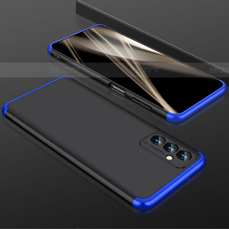 Handyhülle Hülle Hartschalen Kunststoff Schutzhülle Tasche Matt Vorder und Rückseite 360 Grad Ganzkörper P01 für Samsung Galaxy M13 4G Blau und Schwarz