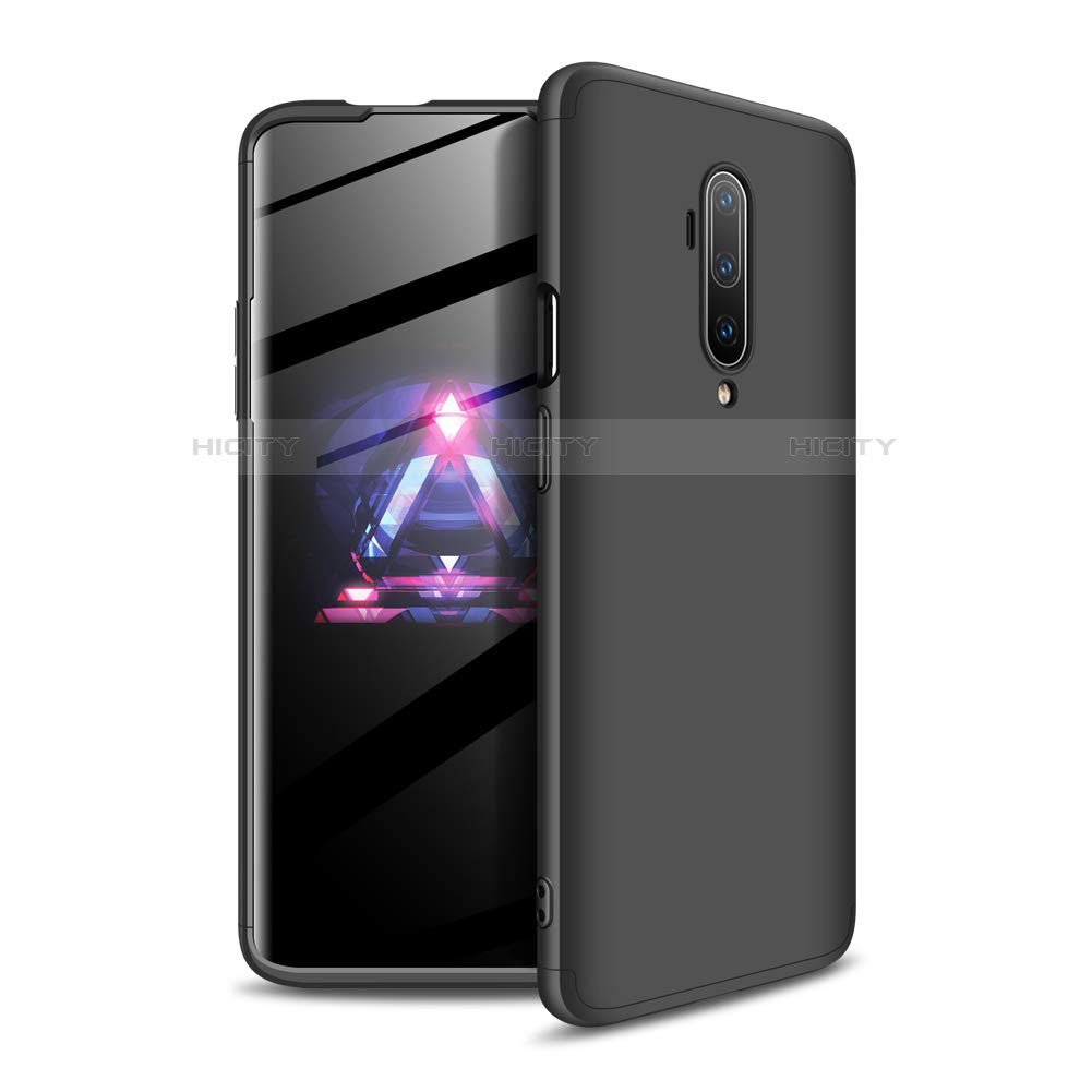 Handyhülle Hülle Hartschalen Kunststoff Schutzhülle Tasche Matt Vorder und Rückseite 360 Grad Ganzkörper P02 für OnePlus 7T Pro Schwarz Plus