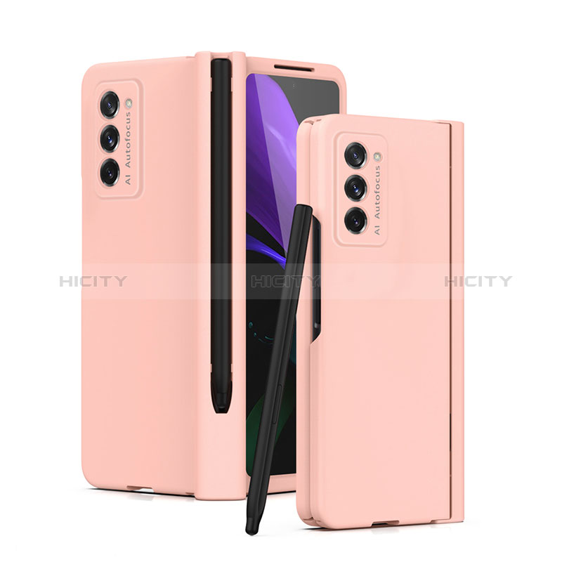 Handyhülle Hülle Hartschalen Kunststoff Schutzhülle Tasche Matt Vorder und Rückseite 360 Grad Ganzkörper P02 für Samsung Galaxy Z Fold2 5G Rosegold