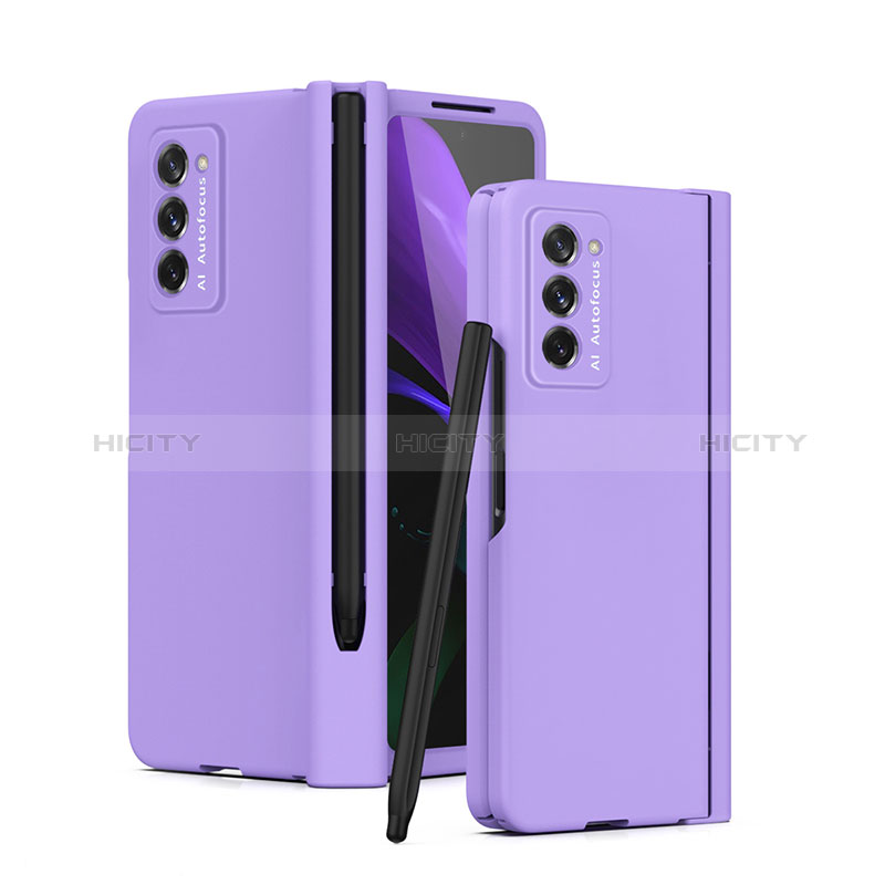 Handyhülle Hülle Hartschalen Kunststoff Schutzhülle Tasche Matt Vorder und Rückseite 360 Grad Ganzkörper P02 für Samsung Galaxy Z Fold2 5G Violett Plus