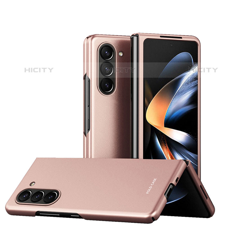 Handyhülle Hülle Hartschalen Kunststoff Schutzhülle Tasche Matt Vorder und Rückseite 360 Grad Ganzkörper Q03H für Samsung Galaxy Z Fold5 5G Rosegold Plus