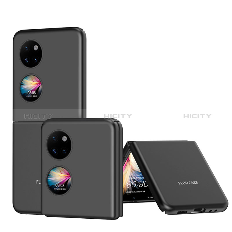 Handyhülle Hülle Hartschalen Kunststoff Schutzhülle Tasche Matt Vorder und Rückseite 360 Grad Ganzkörper QH1 für Huawei P60 Pocket Schwarz