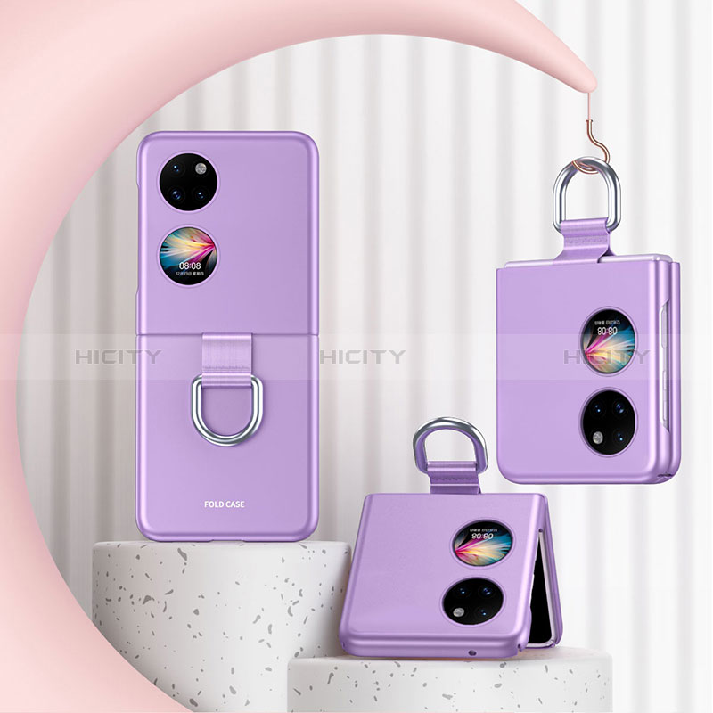 Handyhülle Hülle Hartschalen Kunststoff Schutzhülle Tasche Matt Vorder und Rückseite 360 Grad Ganzkörper QH2 für Huawei P50 Pocket Violett Plus