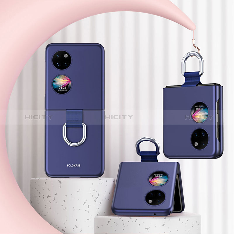 Handyhülle Hülle Hartschalen Kunststoff Schutzhülle Tasche Matt Vorder und Rückseite 360 Grad Ganzkörper QH2 für Huawei Pocket S Blau