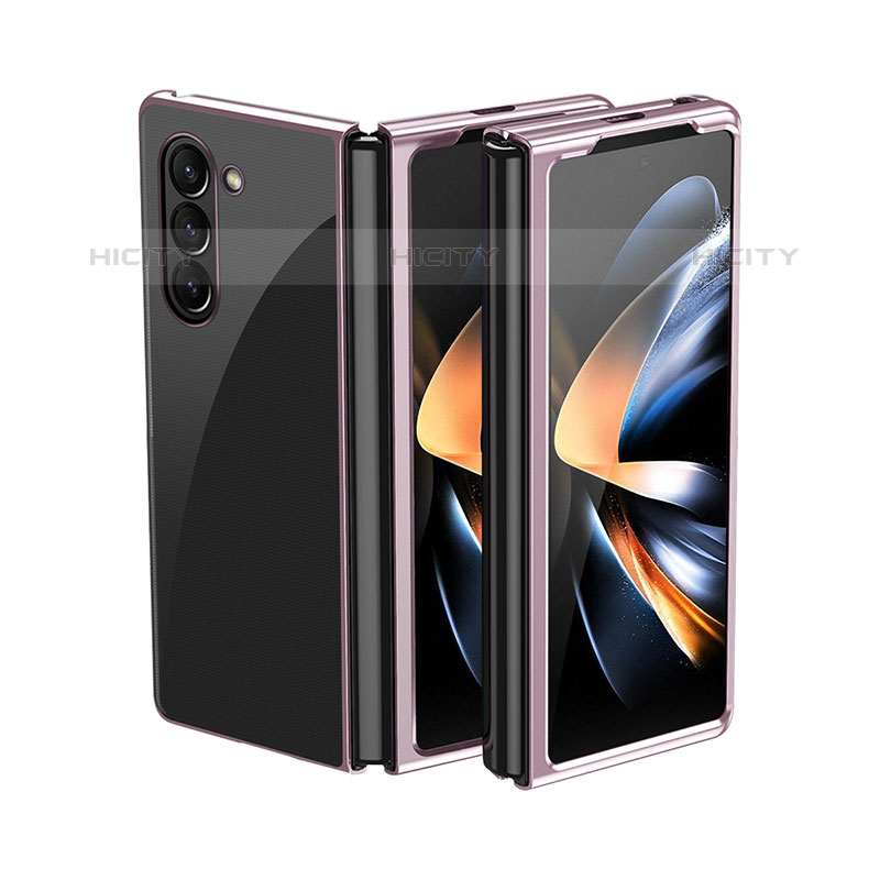 Handyhülle Hülle Hartschalen Kunststoff Schutzhülle Tasche Matt Vorder und Rückseite 360 Grad Ganzkörper QH2 für Samsung Galaxy Z Fold5 5G Rosegold