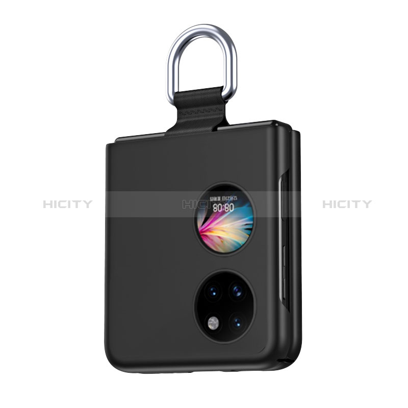 Handyhülle Hülle Hartschalen Kunststoff Schutzhülle Tasche Matt Vorder und Rückseite 360 Grad Ganzkörper QH3 für Huawei Pocket S Schwarz