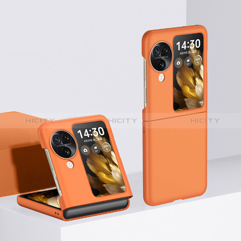 Handyhülle Hülle Hartschalen Kunststoff Schutzhülle Tasche Matt Vorder und Rückseite 360 Grad Ganzkörper QH3 für Oppo Find N3 Flip 5G Orange