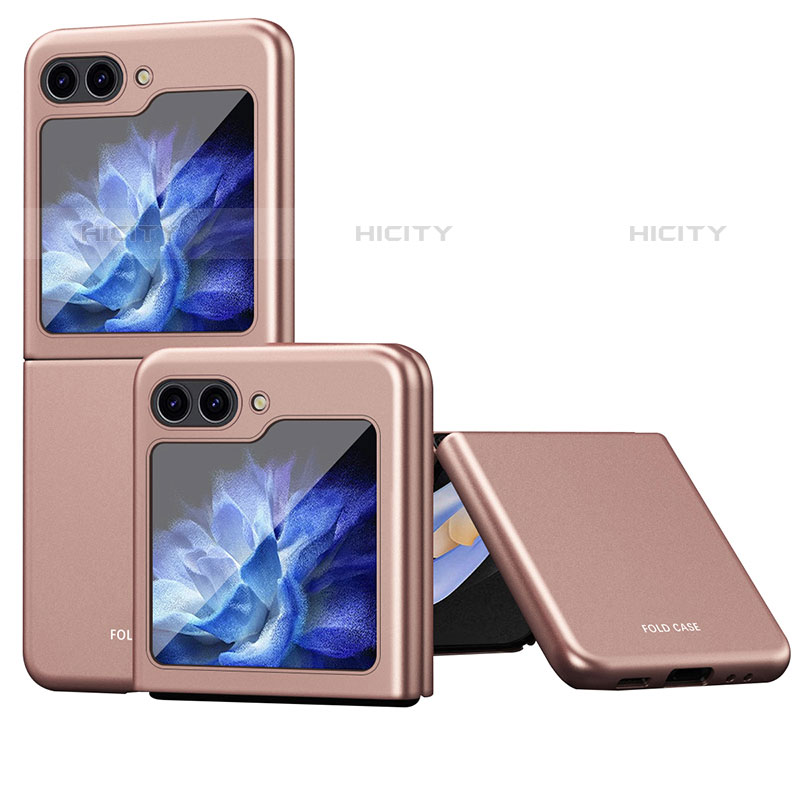 Handyhülle Hülle Hartschalen Kunststoff Schutzhülle Tasche Matt Vorder und Rückseite 360 Grad Ganzkörper QH4 für Samsung Galaxy Z Flip5 5G Rosegold Plus