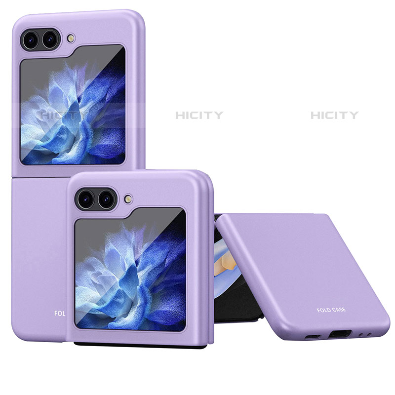 Handyhülle Hülle Hartschalen Kunststoff Schutzhülle Tasche Matt Vorder und Rückseite 360 Grad Ganzkörper QH4 für Samsung Galaxy Z Flip5 5G Violett Plus