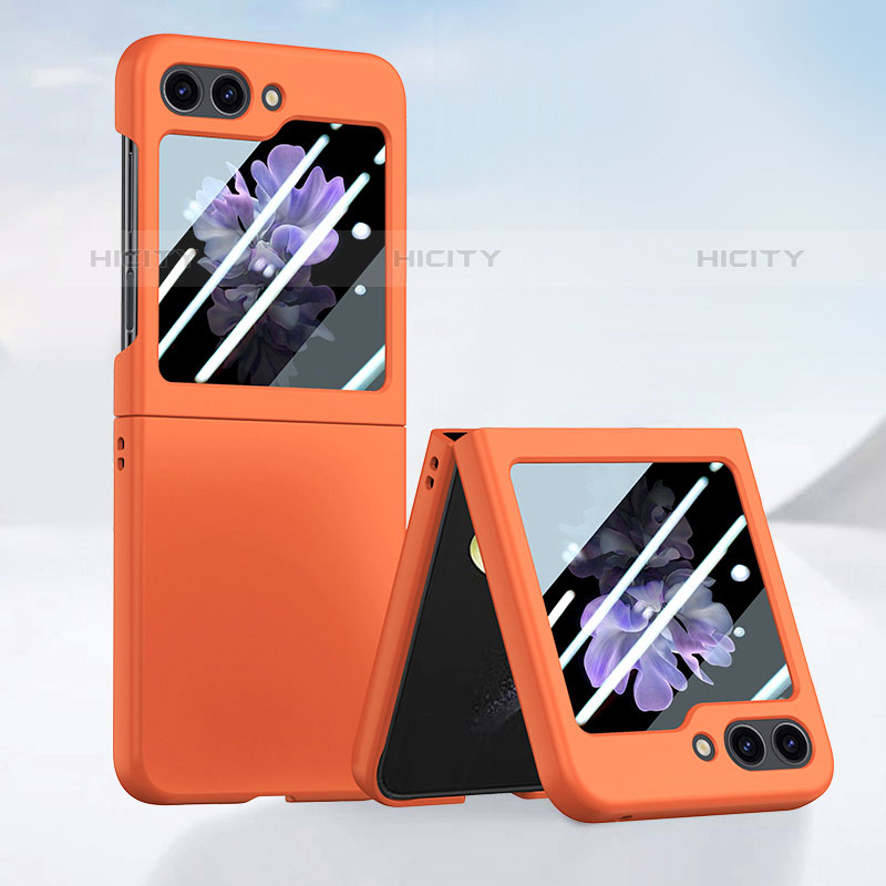 Handyhülle Hülle Hartschalen Kunststoff Schutzhülle Tasche Matt Vorder und Rückseite 360 Grad Ganzkörper SD1 für Samsung Galaxy Z Flip5 5G Orange Plus