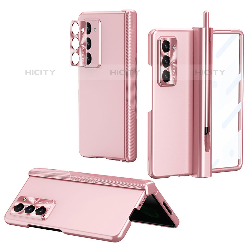 Handyhülle Hülle Hartschalen Kunststoff Schutzhülle Tasche Matt Vorder und Rückseite 360 Grad Ganzkörper Z02L für Samsung Galaxy Z Fold5 5G Rosegold