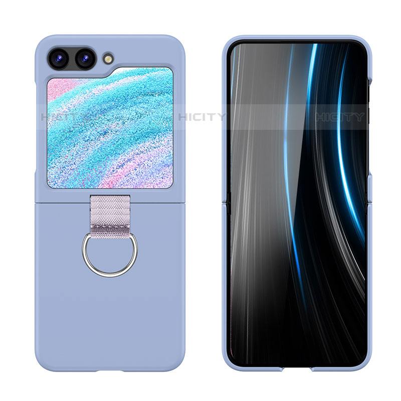 Handyhülle Hülle Hartschalen Kunststoff Schutzhülle Tasche Matt Vorder und Rückseite 360 Grad Ganzkörper Z03L für Samsung Galaxy Z Flip5 5G Lavendel Grau Plus