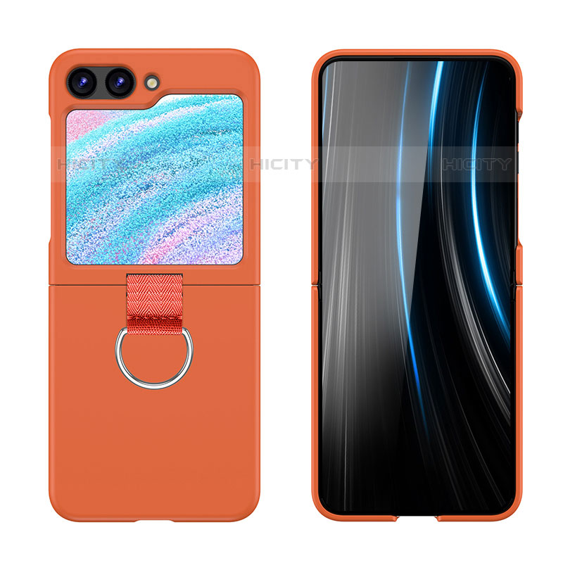 Handyhülle Hülle Hartschalen Kunststoff Schutzhülle Tasche Matt Vorder und Rückseite 360 Grad Ganzkörper Z03L für Samsung Galaxy Z Flip5 5G Orange Plus