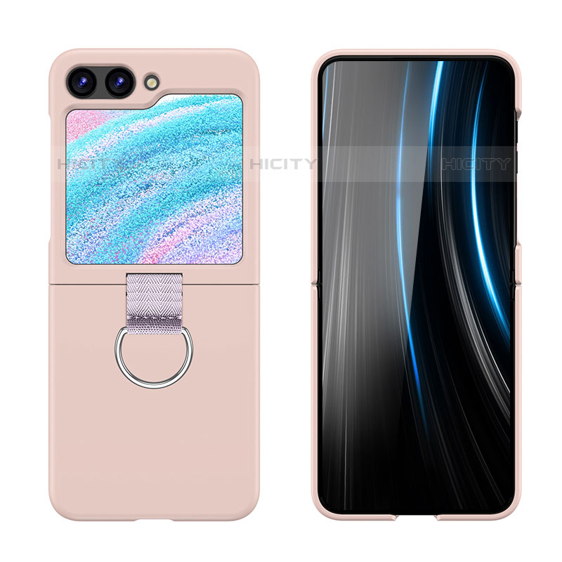 Handyhülle Hülle Hartschalen Kunststoff Schutzhülle Tasche Matt Vorder und Rückseite 360 Grad Ganzkörper Z03L für Samsung Galaxy Z Flip5 5G Rosa Plus