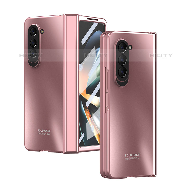 Handyhülle Hülle Hartschalen Kunststoff Schutzhülle Tasche Matt Vorder und Rückseite 360 Grad Ganzkörper Z04L für Samsung Galaxy Z Fold5 5G Rosegold