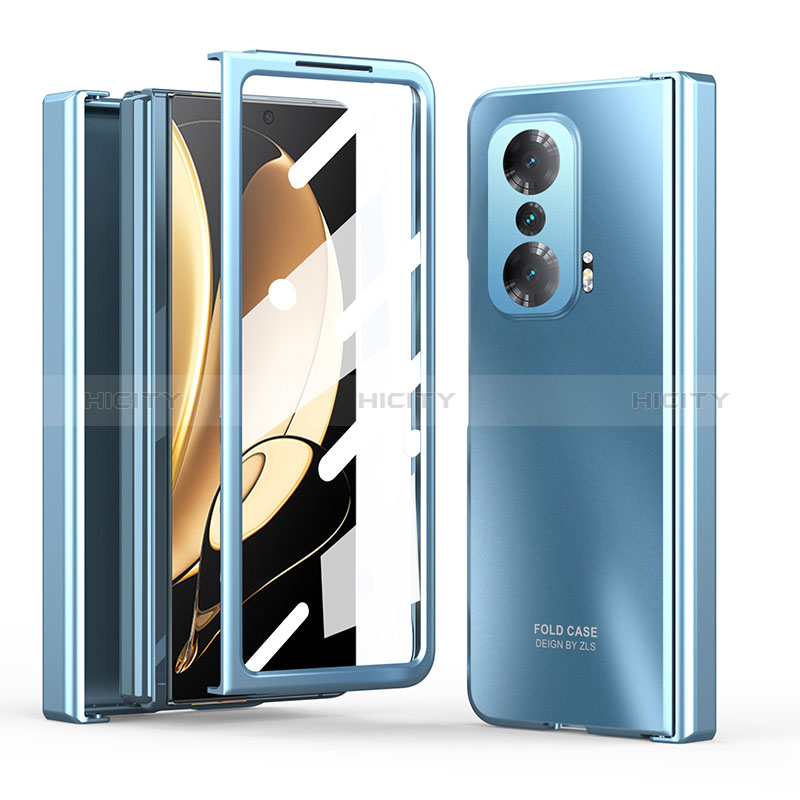 Handyhülle Hülle Hartschalen Kunststoff Schutzhülle Tasche Matt Vorder und Rückseite 360 Grad Ganzkörper ZL1 für Huawei Honor Magic V 5G Blau Plus