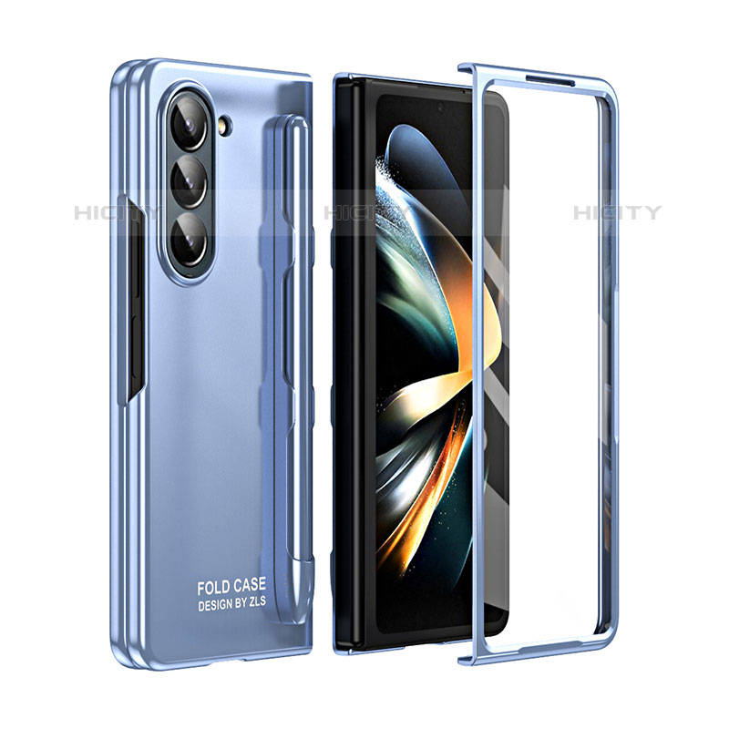 Handyhülle Hülle Hartschalen Kunststoff Schutzhülle Tasche Matt Vorder und Rückseite 360 Grad Ganzkörper ZL1 für Samsung Galaxy Z Fold5 5G Blau