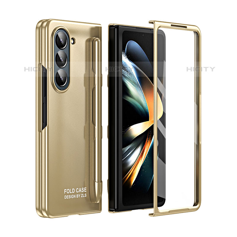 Handyhülle Hülle Hartschalen Kunststoff Schutzhülle Tasche Matt Vorder und Rückseite 360 Grad Ganzkörper ZL1 für Samsung Galaxy Z Fold5 5G Gold