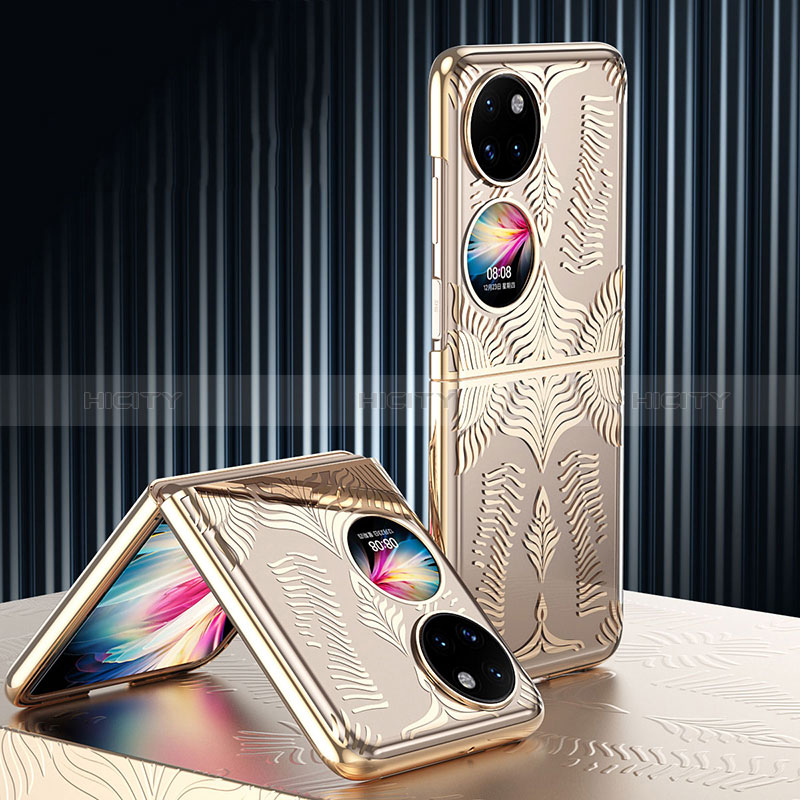 Handyhülle Hülle Hartschalen Kunststoff Schutzhülle Tasche Matt Vorder und Rückseite 360 Grad Ganzkörper ZL4 für Huawei Pocket S Gold