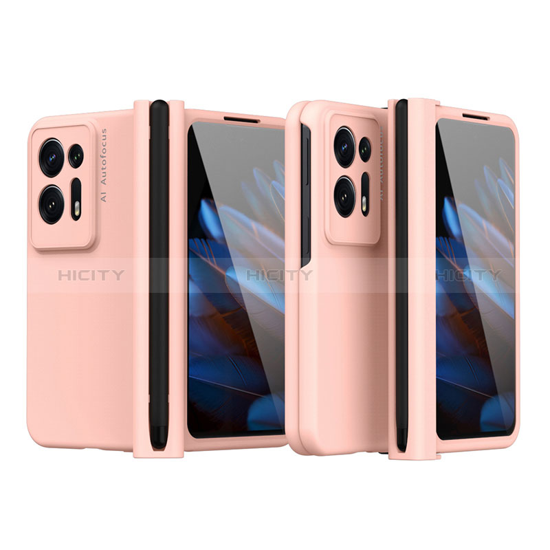 Handyhülle Hülle Hartschalen Kunststoff Schutzhülle Tasche Matt Vorder und Rückseite 360 Grad Ganzkörper ZL4 für Oppo Find N2 5G Rosegold