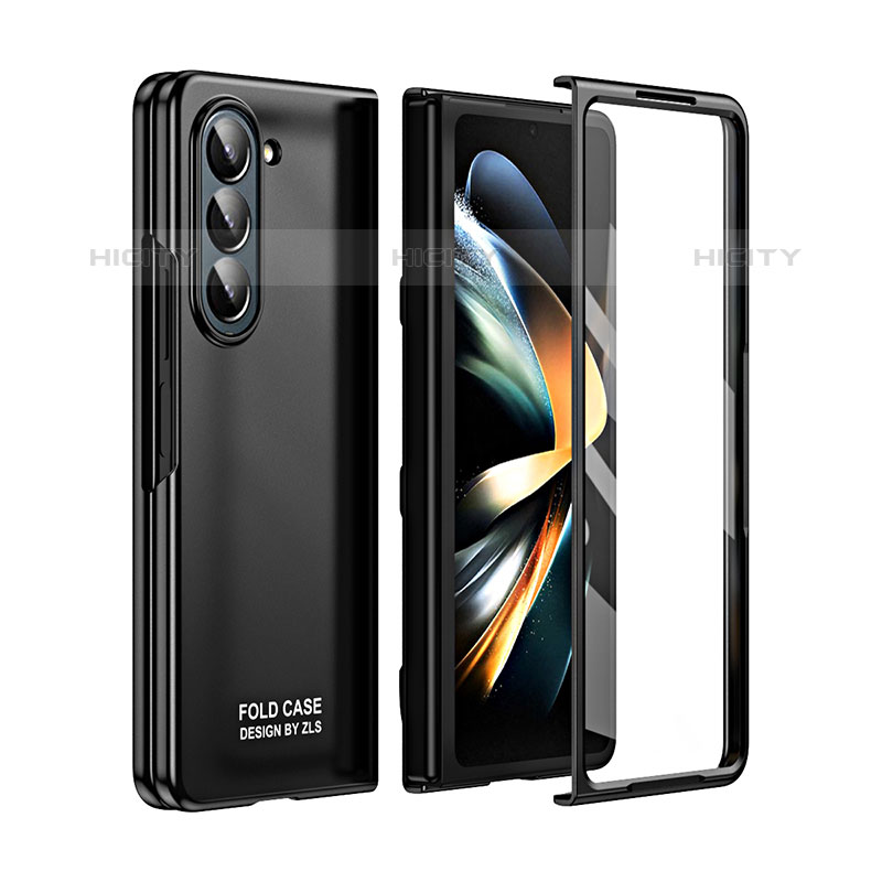 Handyhülle Hülle Hartschalen Kunststoff Schutzhülle Tasche Matt Vorder und Rückseite 360 Grad Ganzkörper ZL4 für Samsung Galaxy Z Fold5 5G Schwarz