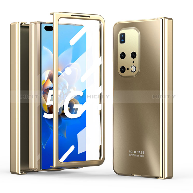 Handyhülle Hülle Hartschalen Kunststoff Schutzhülle Tasche Matt Vorder und Rückseite 360 Grad Ganzkörper ZL5 für Huawei Mate X2 Gold