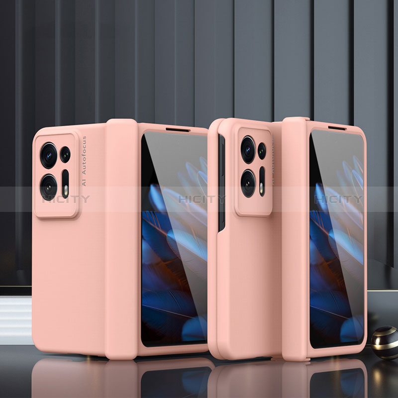 Handyhülle Hülle Hartschalen Kunststoff Schutzhülle Tasche Matt Vorder und Rückseite 360 Grad Ganzkörper ZL5 für Oppo Find N2 5G Rosegold Plus