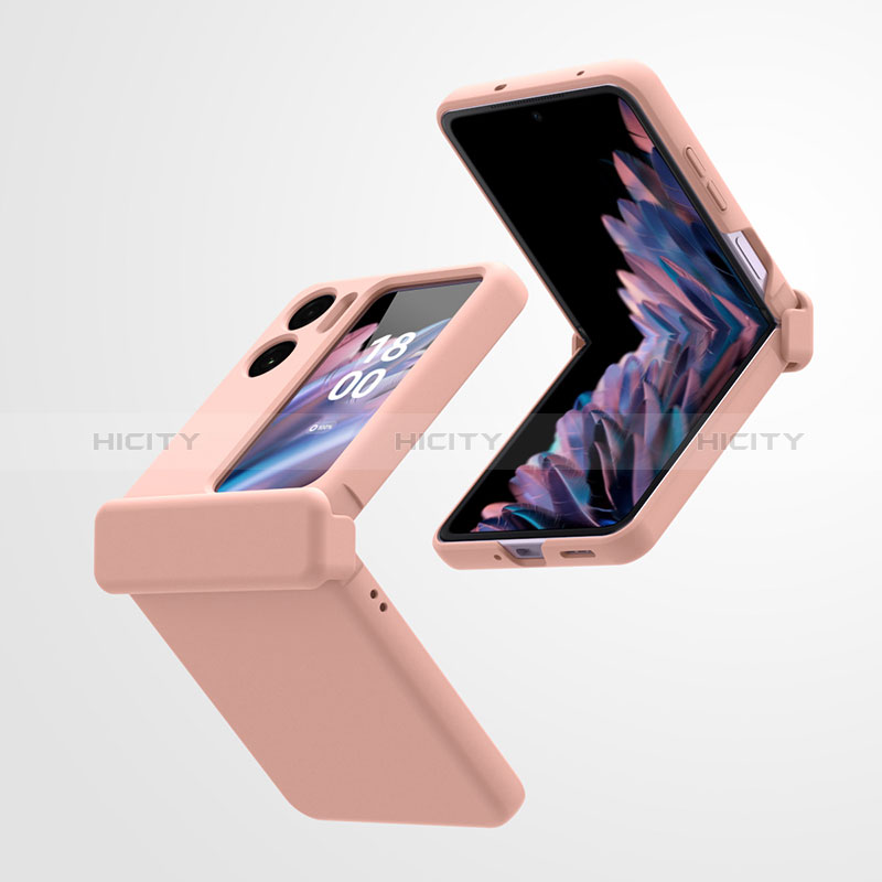 Handyhülle Hülle Hartschalen Kunststoff Schutzhülle Tasche Matt Vorder und Rückseite 360 Grad Ganzkörper ZL5 für Oppo Find N2 Flip 5G Rosegold