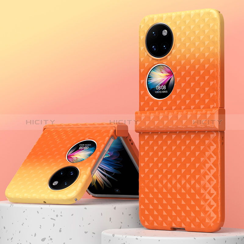 Handyhülle Hülle Hartschalen Kunststoff Schutzhülle Tasche Matt Vorder und Rückseite 360 Grad Ganzkörper ZL6 für Huawei Pocket S Orange Plus