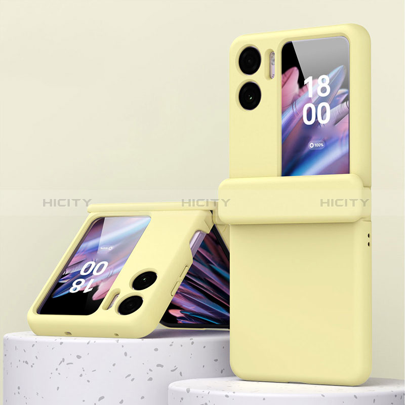 Handyhülle Hülle Hartschalen Kunststoff Schutzhülle Tasche Matt Vorder und Rückseite 360 Grad Ganzkörper ZL6 für Oppo Find N2 Flip 5G Gelb Plus