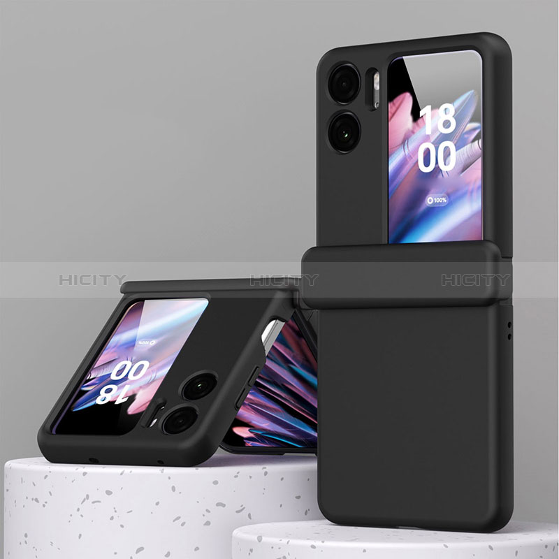 Handyhülle Hülle Hartschalen Kunststoff Schutzhülle Tasche Matt Vorder und Rückseite 360 Grad Ganzkörper ZL6 für Oppo Find N2 Flip 5G Schwarz Plus