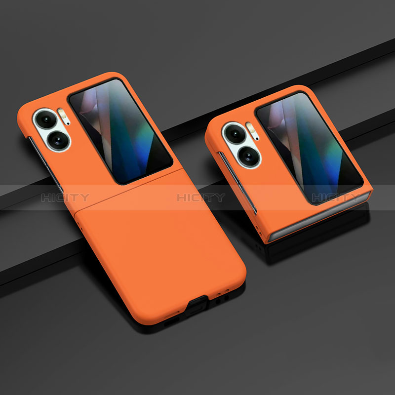 Handyhülle Hülle Hartschalen Kunststoff Schutzhülle Tasche Matt Vorder und Rückseite 360 Grad Ganzkörper ZL8 für Oppo Find N2 Flip 5G Orange