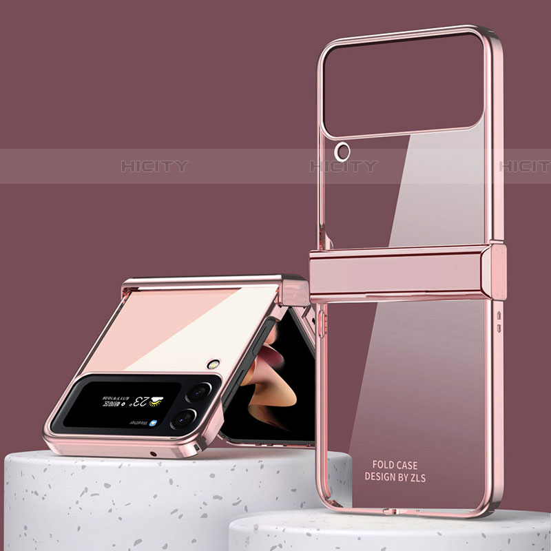 Handyhülle Hülle Hartschalen Kunststoff Schutzhülle Tasche Matt ZL1 für Samsung Galaxy Z Flip4 5G Rosegold Plus