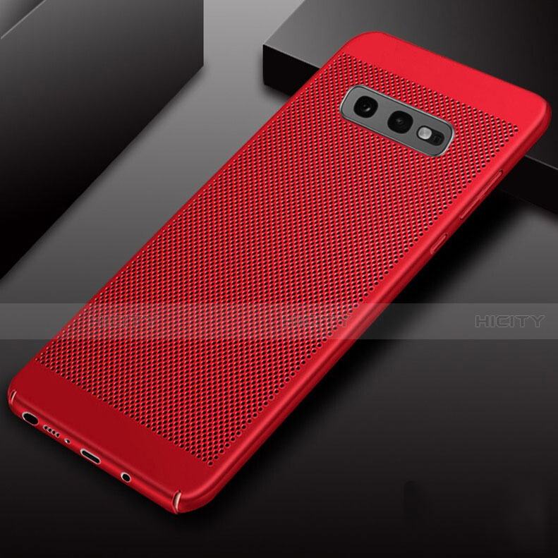 Handyhülle Hülle Kunststoff Hartschalen Schutzhülle Punkte Loch Tasche W01 für Samsung Galaxy S10e Rot