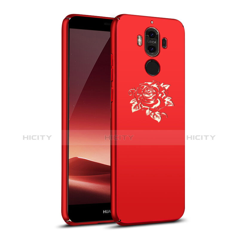 Handyhülle Hülle Kunststoff Schutzhülle Blumen für Huawei Mate 9 Rot