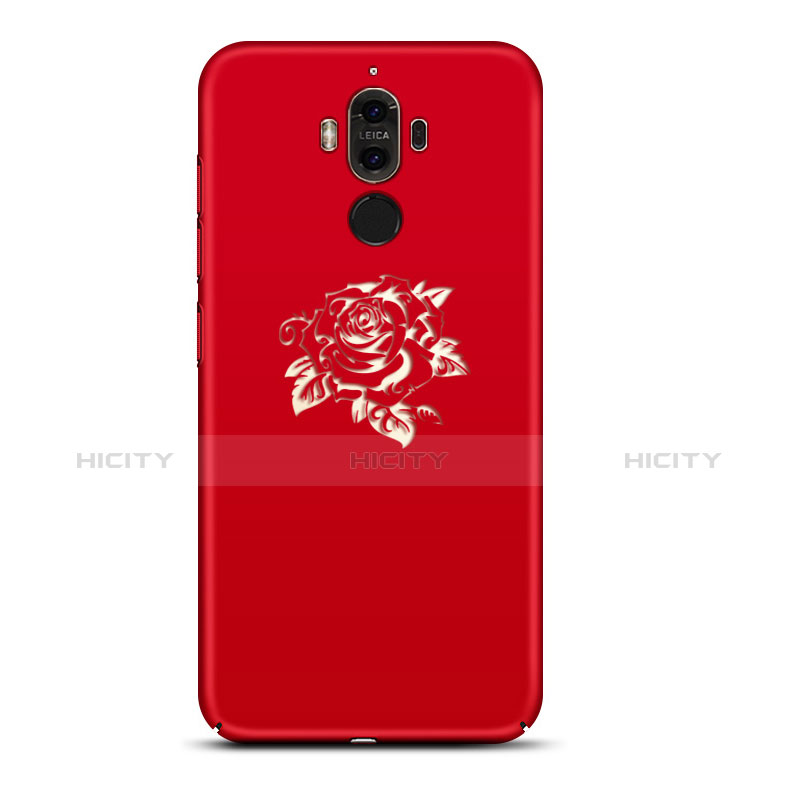 Handyhülle Hülle Kunststoff Schutzhülle Blumen für Huawei Mate 9 Rot